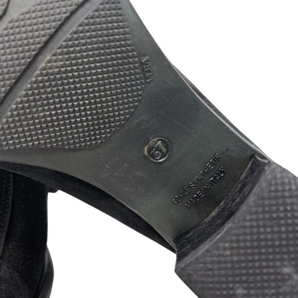 Aquatalia Black Suede Mid-Calf Boots Front Zipper Closure & Block Heel Size 7 - Picture 8 of 9